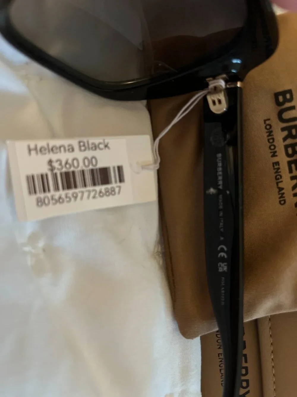 NWT Burberry Helena BE4371 Polarized Black Sunglasses $360